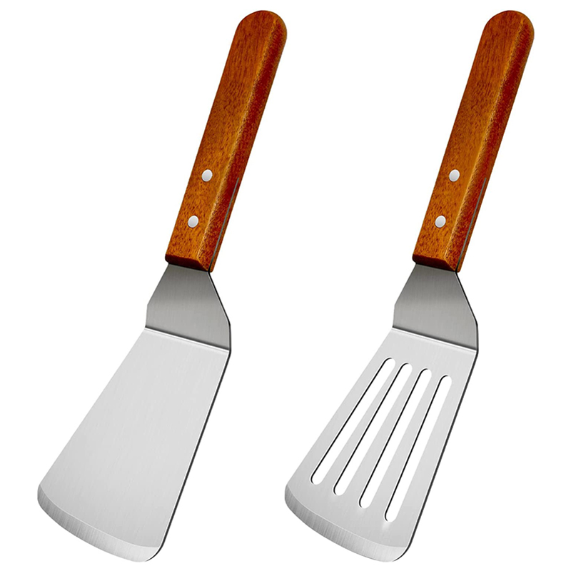 Offset Spatula Set - Dökme demir tava için Metal spalas,