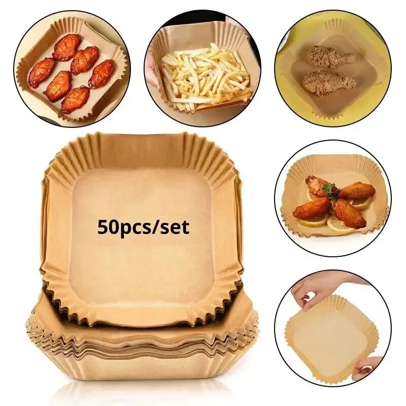 Kitchen Baking Paper - 50 Adet Tek Kullanımlık Yapışmaz Airfryer