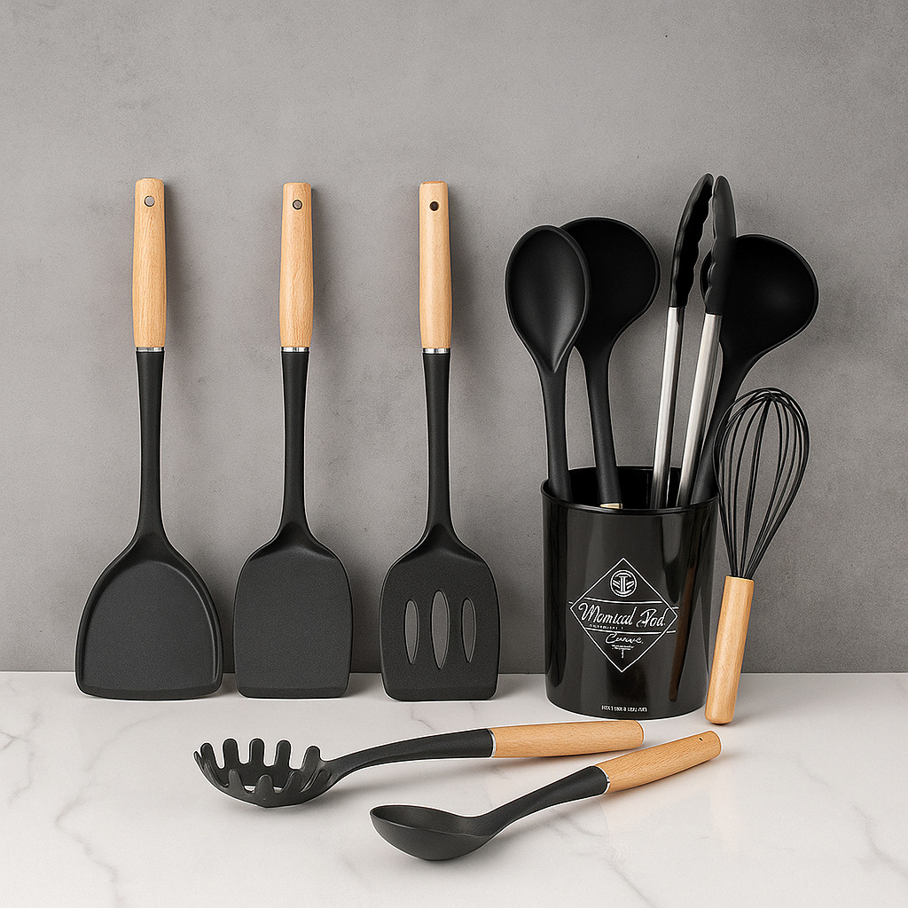 Offset Spatula Set - Doğal Kayın Saplı, Isıya Dayanıklı Kaymaz